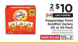 ShopRite Pepperidge Farm Goldfish Variety 20 or 24-Pack offer