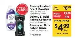 ShopRite Downy In-Wash Scent Booster / Downy Liquid Fabric Softener / Downy or Gain Fabric Rinse offer