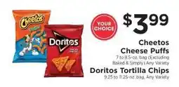 ShopRite Cheetos Cheese Puffs / Doritos Tortilla Chips offer