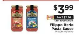 ShopRite Filippo Berio Pasta Sauce offer