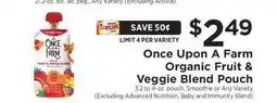 ShopRite Once Upon a Farm Organic Fruit & Veggie Blend Pouch offer