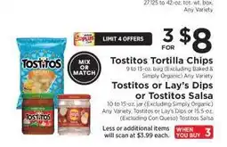ShopRite Tostitos Tortilla Chips, Tostitos or Lay’s Dips or Tostitos Salsa offer