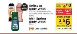 ShopRite Softsoap Body Wash / Irish Spring Body Wash offer