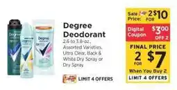 ShopRite Degree Deodorant offer