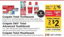 ShopRite Colgate Total Toothpaste offer