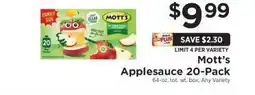 ShopRite Mott's Applesauce 20-Pack offer