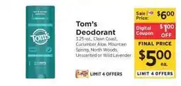ShopRite Tom's Deodorant offer