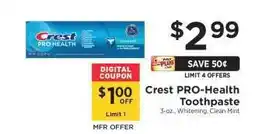 ShopRite Crest Pro-Health Toothpaste offer