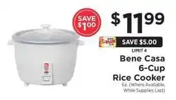 ShopRite Bene Casa 6-Cup Rice Cooker offer