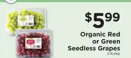 ShopRite Organic Red or Green Seedless Grapes offer