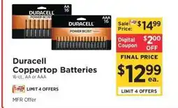 ShopRite Duracell Coppertop Batteries offer