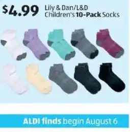 Aldi Lily & Dan/L&D Children's 10-Pack Socks offer