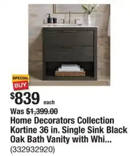 The Home Depot Home Decorators Collection Kortine 36 in. Single Sink Black Oak Bath Vanity with White offer