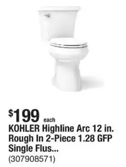 The Home Depot KOHLER Highline Arc 12 in. Rough In 2-Piece 1.28 GFP Single Flush offer