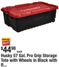 The Home Depot Husky 57 Gal. Pro Grip Storage Tote with Wheels offer