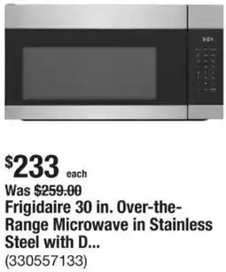 The Home Depot Frigidaire 30 in. Over-the- Range Microwave in Stainless Steel with D offer