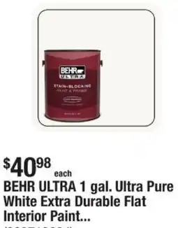 The Home Depot BEHR ULTRA 1 gal. Ultra Pure White Extra Durable Flat Interior Paint... offer