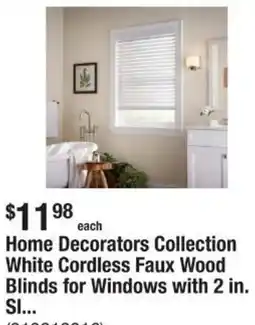 The Home Depot Home Decorators Collection White Cordless Faux Wood Blinds for Windows with 2 in. offer