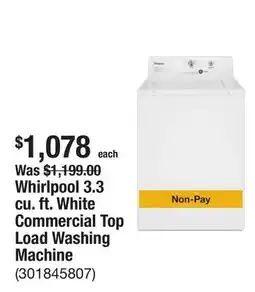 The Home Depot Whirlpool 3.3 cu. ft. White Commercial Top Load Washing Machine offer
