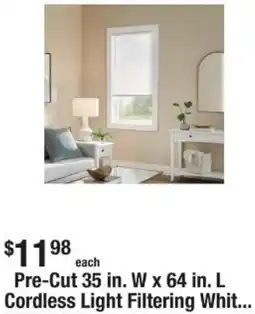 The Home Depot Pre-Cut 35 in. W x 64 in. L Cordless Light Filtering offer