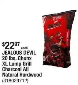 The Home Depot Jealous devil 20 lbs. chunx xl lump grill charcoal all natural hardwood offer