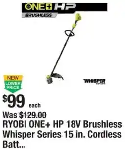 The Home Depot RYOBI ONE+ HP 18V Brushless Whisper Series 15 in. Cordless offer
