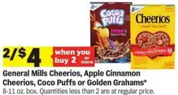 Meijer General Mills Cheerios, Apple Cinnamon Cheerios, Coco Puffs or Golden Grahams offer