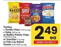 Safeway Tostitos, Salsa, Ruffles, Sunchips, Frito Lay Baked Snacks offer