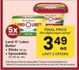 Safeway Land O Lakes Butter offer