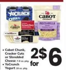 Safeway Cabot Chunk, Cracker Cuts or Shredded Cheese, YoCrunch Yogurt offer