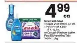 Safeway Dawn Dish Soap or Cascade Platinum Action Pacs offer