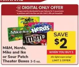 Safeway M&M, Nerds, Mike and Ike or Sour Patch Theater Boxes offer