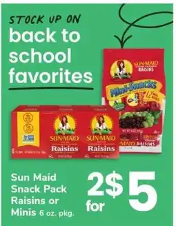 Safeway Sun Maid Snack Pack Raisins or Minis offer