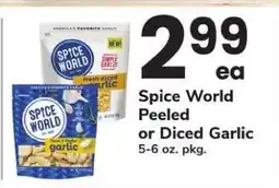 Safeway Spice World Peeled or Diced Garlic offer