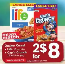 Safeway Quaker Cereal offer