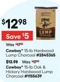 Lowe's Cowboy hardwood lump charcoal offer