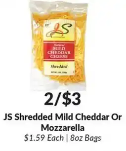 Woodman's JS Shredded Mild Cheddar Or Mozzarella offer