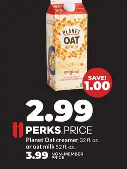 Hy-Vee Planet Oat creamer 32 fl. oz. or oat milk 52 fl. oz offer