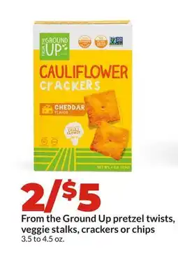 Hy-Vee From the Ground Up pretzel twists, veggie stalks, crackers or chips offer