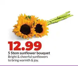 Hy-Vee 5 Stem sunflower bouquet offer