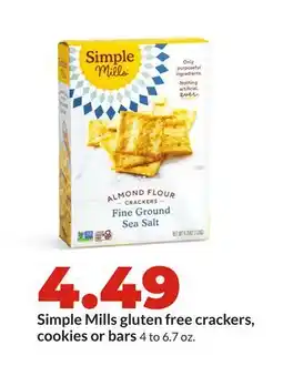 Hy-Vee Simple Mills gluten free crackers, cookies or bars offer