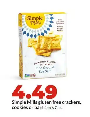 Hy-Vee Simple Mills gluten free crackers, cookies or bars offer