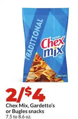 Hy-Vee Chex Mix, Gardetto's or Bugles snacks offer