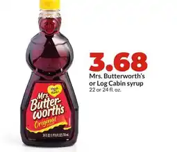 Hy-Vee Mrs. Butterworth's or Log Cabin syrup offer