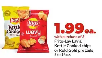 Hy-Vee Frito-Lay Lay's, Kettle Cooked chips or Rold Gold pretzels offer