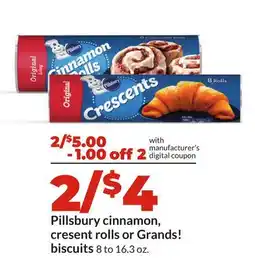 Hy-Vee Pillsbury cinnamon, cresent rolls or Grands! biscuits offer