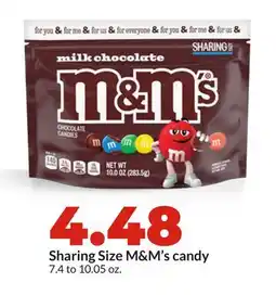 Hy-Vee Sharing Size M & M's candy offer