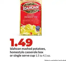 Hy-Vee Idahoan mashed potatoes, homestyle casserole box or single serve cup offer