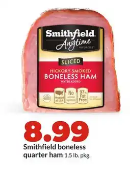 Hy-Vee Smithfield boneless quarter ham offer