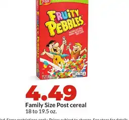 Hy-Vee Family Size Post cereal offer